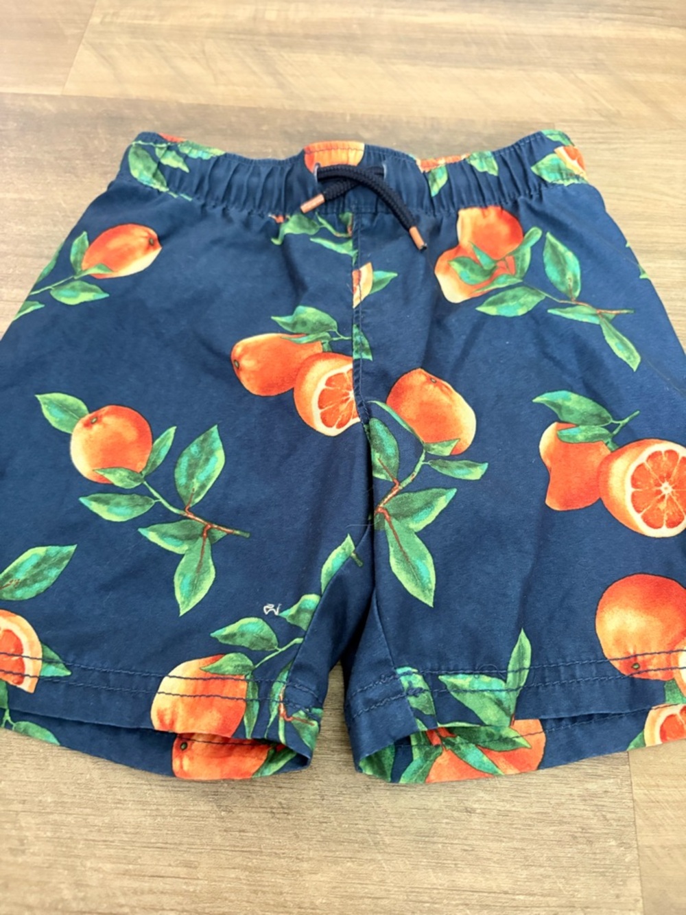 Old Navy Navy Swim Shorts with Orange Floral Accent